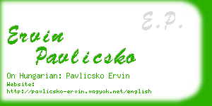 ervin pavlicsko business card